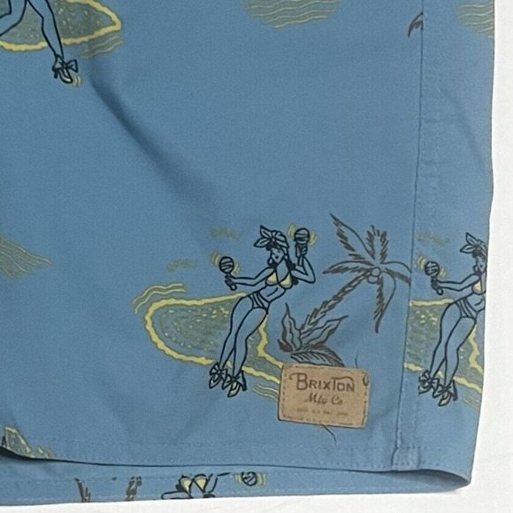 Brixton Mfg Co Men's Tropical Blue & Yellow Swim Trunks Board Shorts Size S - Picture 10 of 11
